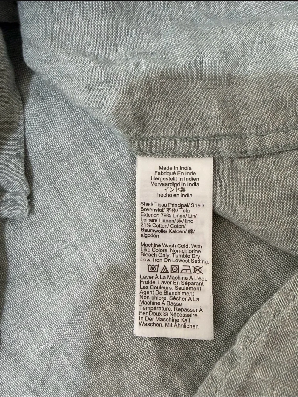 J.Crew Men's Light Sage Green Linen Blend Button Down Shirt Size XL